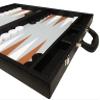 19-inch Premium Backgammon Set - Large Size - Black Board, White and Rum Points view 4
