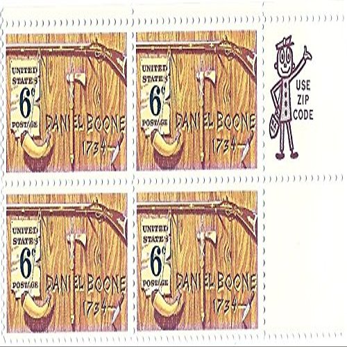 1968 Daniel Boone 6 Cents Postage Stamp Block Of 4 MNH Scott #1357