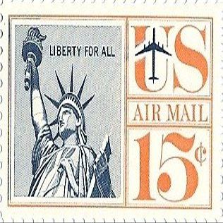 1953 Air Mail Postage Stamp 15 Cents Liberty Scott #C58 MNH