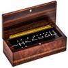 Bello Collezioni - Via Prato Luxury Double Six Black Professional Jumbo Size Tournament Dominoes Set from Italy in a Briarwood Case view 1