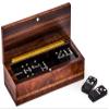 Bello Collezioni - Via Prato Luxury Double Six Black Professional Jumbo Size Tournament Dominoes Set from Italy in a Briarwood Case view 2