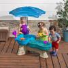 Step 2 Spill & Splash Seaway Water Table for Kids, Two-Tier Outdoor Kids Water Sensory Table with Umbrella, Ages 1.5+ Years Old, 11 Piece Water Toy Accessories view 2