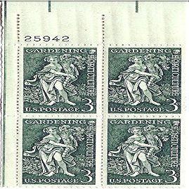 1958 Plate Block 3 Cent Gardening Postage Stamp MNH Scott #1100
