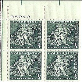 1958 Plate Block 3 Cent Gardening Postage Stamp MNH Scott #1100