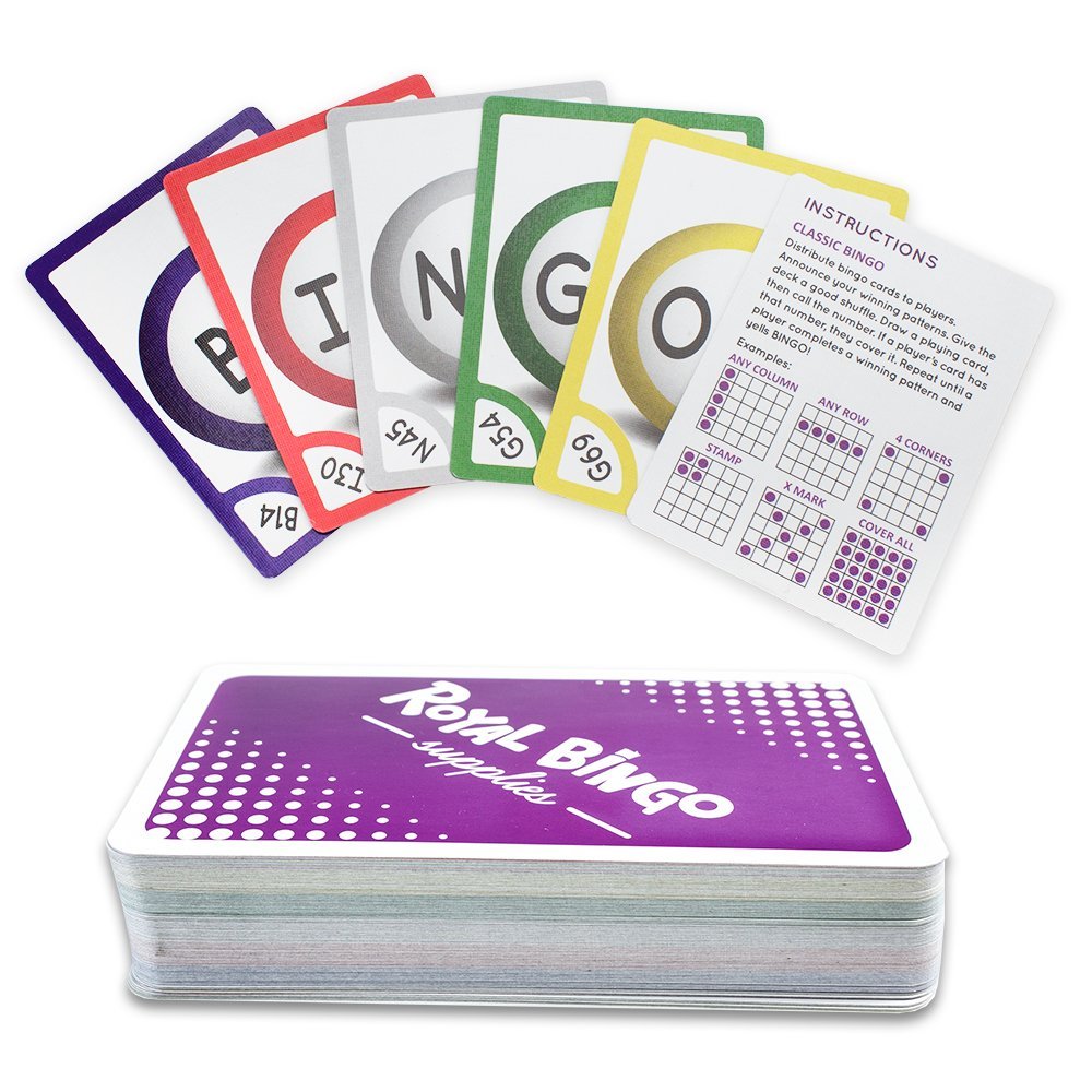 Royal Bingo Regular Calling Cards - Pack of 81 - High Visibility Font, 3.5" x 2.5" per Card-Replacement for Raffle and Balls