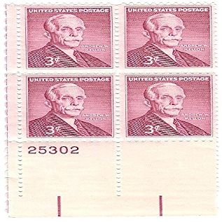 1955 Andrew W. Mellon 3 Cent Postage Stamp Plate Block MNH Scott #1072