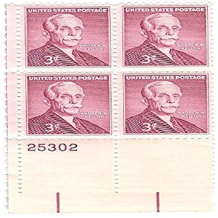 1955 Andrew W. Mellon 3 Cent Postage Stamp Plate Block MNH Scott #1072