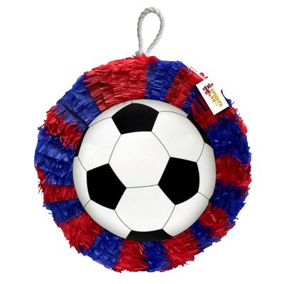 APINATA4U 16" Soccer Ball Pinata - Kick Off Your Soccer Party with Vibrant Red and Blue Soccer Theme Supplies - Perfect for Soccer Birthday Celebrations!