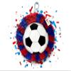 APINATA4U 16" Soccer Ball Pinata - Kick Off Your Soccer Party with Vibrant Red and Blue Soccer Theme Supplies - Perfect for Soccer Birthday Celebrations! view 2