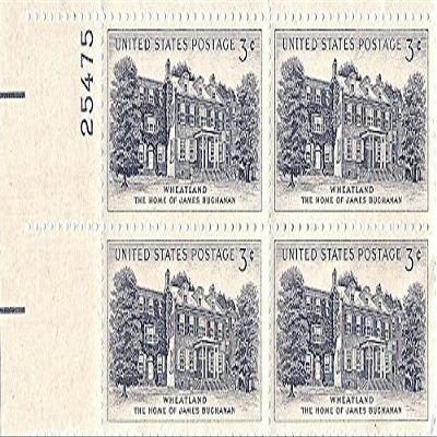 1956 Wheatland US Postage Stamp Plate Block 3 Cents MNH Scott #1081