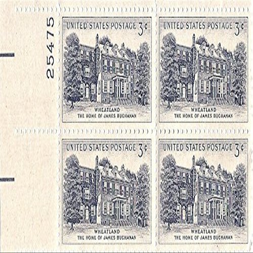 1956 Wheatland US Postage Stamp Plate Block 3 Cents MNH Scott #1081