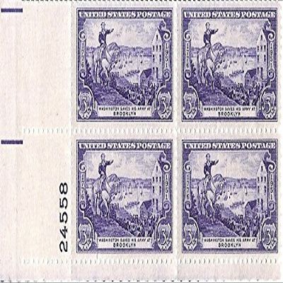1951 Battle Of Brooklyn 3 Cent US Postage Stamp Plate Block MNH Scott #1003