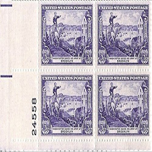 1951 Battle Of Brooklyn 3 Cent US Postage Stamp Plate Block MNH Scott #1003