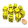 Set of 10 D6 16mm Rounded Corner Opaque Dice - Yellow with Black Pips view 1