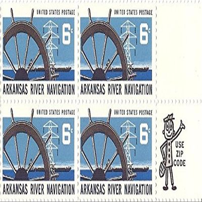 1968 US Postage Stamp 6 Cents Arkansas River Navigation Use Zip Code Block Of 4 Scott #1358
