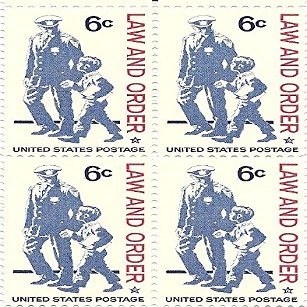 1968 US Postage Stamp Law And Order 6 Cents Block Of 4 Stamps Scott #1343