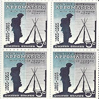 1965 Civil War Centennial 5 Cent US Postage Stamp Block Of 4 Scott #1182