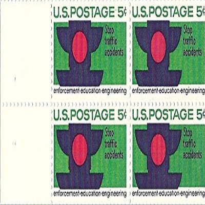 1965 Traffic Safety 5 Cent Postage Stamp Block Of 4 Scott #1272