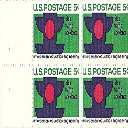 1965 Traffic Safety 5 Cent Postage Stamp Block Of 4 Scott #1272