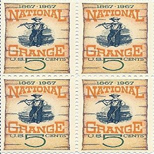 1967 National Grange US Postage Stamp 5 Cent Block Of 4 Scott #1323