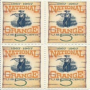 1967 National Grange US Postage Stamp 5 Cent Block Of 4 Scott #1323