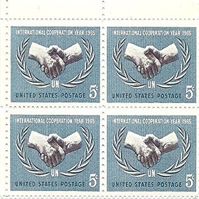 1965 International Cooperation Year 5 Cent US Postage Stamp Block Of 4 MNH Scott #1266
