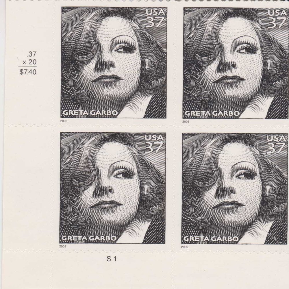 2005 Greta Garbo Block of Four 37 Cent Stamps Scott 3943