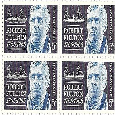 1965 Robert Fulton 5 Cent US Postage Stamp Block Of 4 MNH Scott #1270