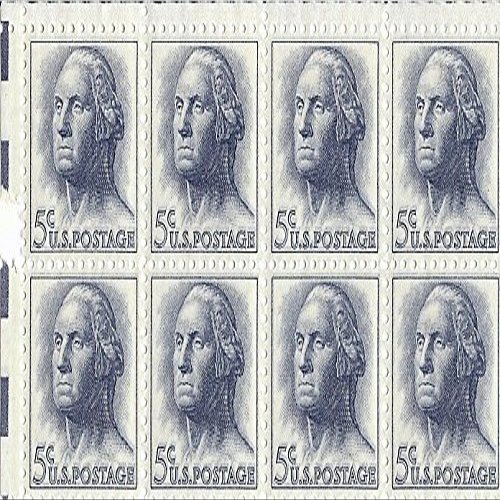 1962 US Postage Stamp 5 Cent Washington Block Of 8 MNH Scott #1213