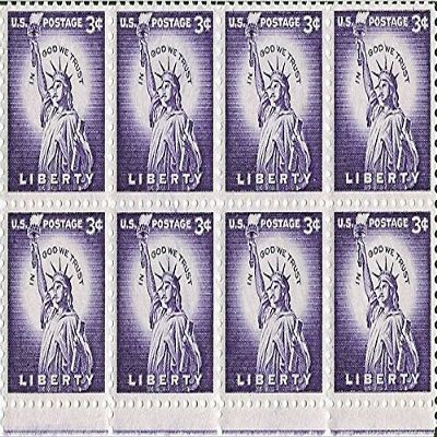 1954 US Postage Stamp 3 Cent Liberty Block Of 8 MNH Scott #1035
