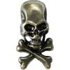 Bone Silver skull pirate biker metal badge view 1