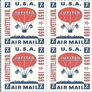 1959 Air Mail US Postage Stamp 7 Cent Block Of 4 MNH Scott #C54
