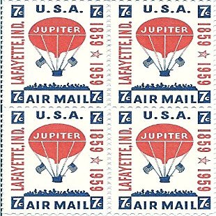 1959 Air Mail US Postage Stamp 7 Cent Block Of 4 MNH Scott #C54