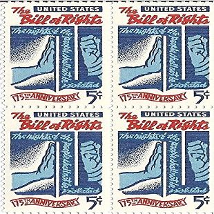 1966 US Postage Stamp 5 Cent Bill Of Rights Block Of 4 MNH Scott #1312