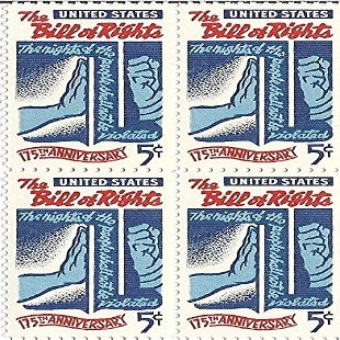 1966 US Postage Stamp 5 Cent Bill Of Rights Block Of 4 MNH Scott #1312