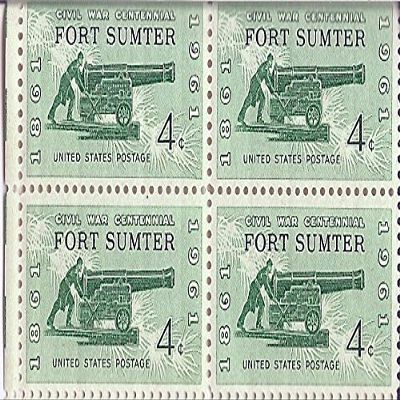 1961 Fort Sumter 4 Cent US Postage Stamp Block Of 4 MNH Scott #1178