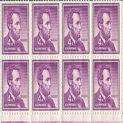 1954 Lincoln 4 Cent Purple US Postage Stamp Block Of 8 MNH Scott #1036