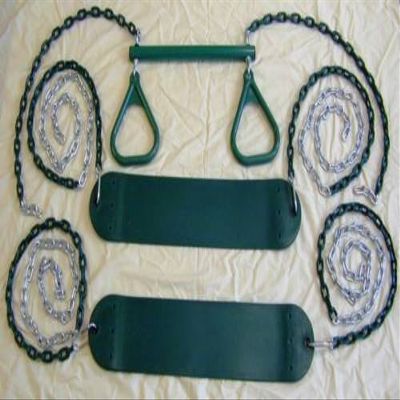 2 Belt Swings + Trapeze Bar (Green Swing Kit)