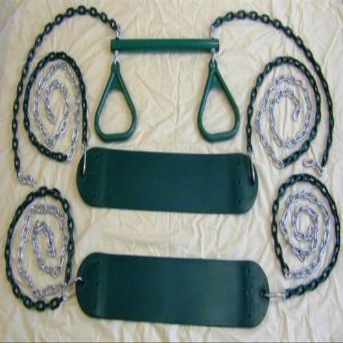 2 Belt Swings + Trapeze Bar (Green Swing Kit)