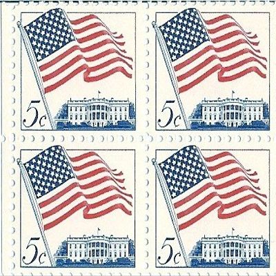 1962 US Postage Stamp 5 Cent 50 Star Flag Block Of 4 Scott #1208