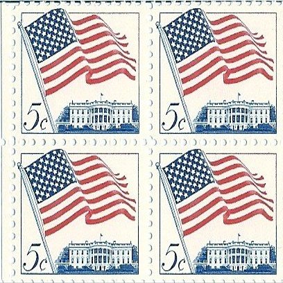 1962 US Postage Stamp 5 Cent 50 Star Flag Block Of 4 Scott #1208