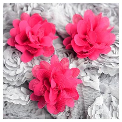 12 Chiffon Tulle Chic Rose Flower Fuchsia Hot Pink Silk Bridal Baby Hair Comb Bow Headband Clip FREE Combine Shipping US SF045