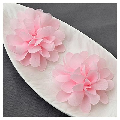 12 Light Pink Chiffon Flower Rose Soft Chiffon Fabric Silk Flowers Bridal Wedding Garter Baby Hair Comb Headband Clip Pin SF155