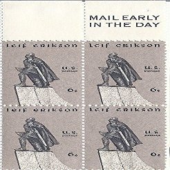 1968 Leif Erikson 6 Cent US Postage Stamp Mail Early Block Of 4 MNH Scott #1359