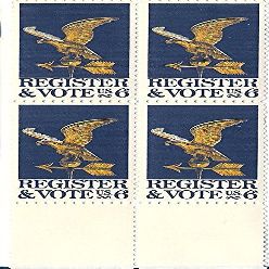 1968 Vote 6 Cent US Postage Stamp Block Of 4 MNH Scott #1344