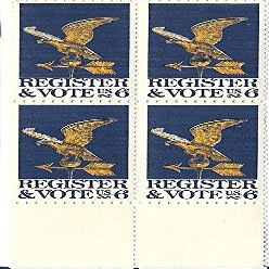 1968 Vote 6 Cent US Postage Stamp Block Of 4 MNH Scott #1344