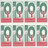 1962 Christmas Wreath 4 Cent US Postage Stamp Block Of 8 MNH Scott #1205 view 1