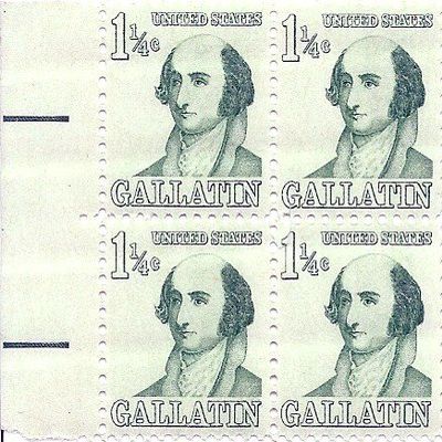 1965 Gallatin 1 1/4 Cent US Postage Stamp Block Of 4 MNH Scott #1279