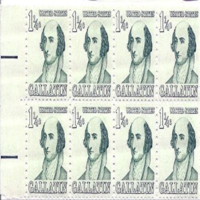 1965 Gallatin 1 1/4 Cent US Postage Stamp Block Of 8 MNH Scott #1279