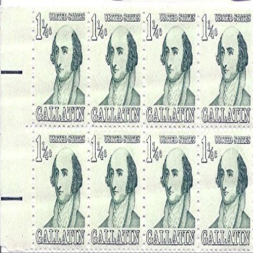 1965 Gallatin 1 1/4 Cent US Postage Stamp Block Of 8 MNH Scott #1279